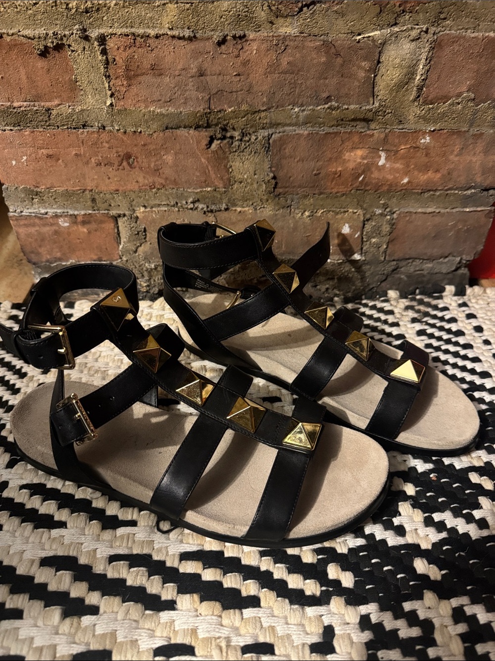Black Studded Gladiator Sandals - Women's Fashion Sandals